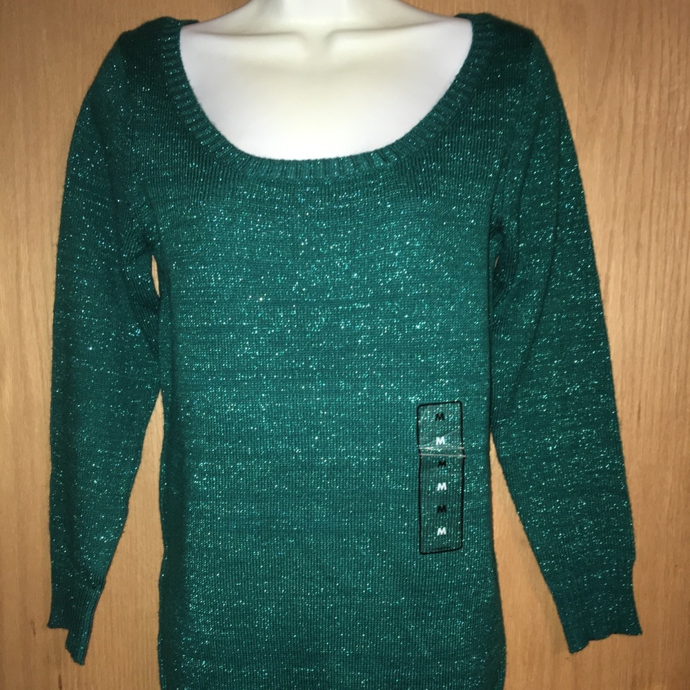 NWT Metaphor Medium Green Metallic Tunic Sweater